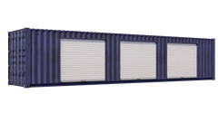 40ft Used Storage Container w/ Three 8ft Roll-up Doors on Right Side image 0