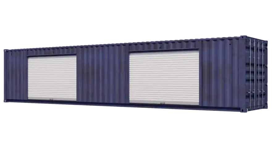 40ft Used Storage Container w/ Two 10ft Roll-up Doors on Left Side image 0