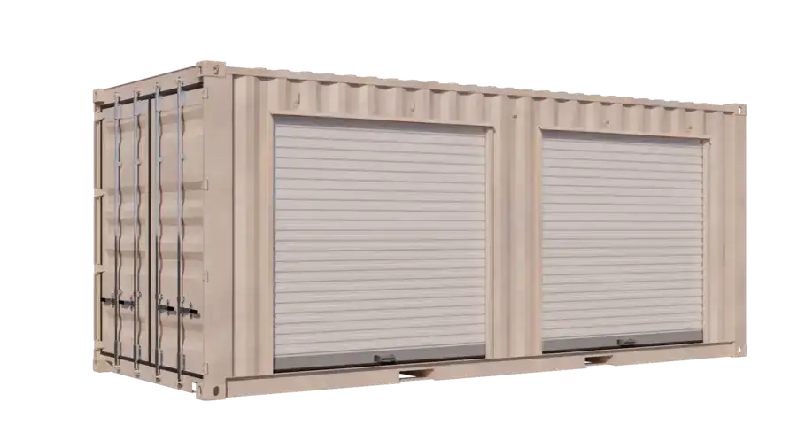 20ft Refurbished Storage Container w/ Two 7ft Roll-up Doors on Right Side image 0