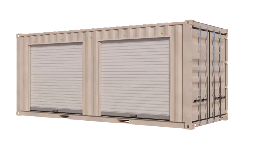 20ft Refurbished Storage Container w/ Two 7ft Roll-up Doors on Left Side image 0