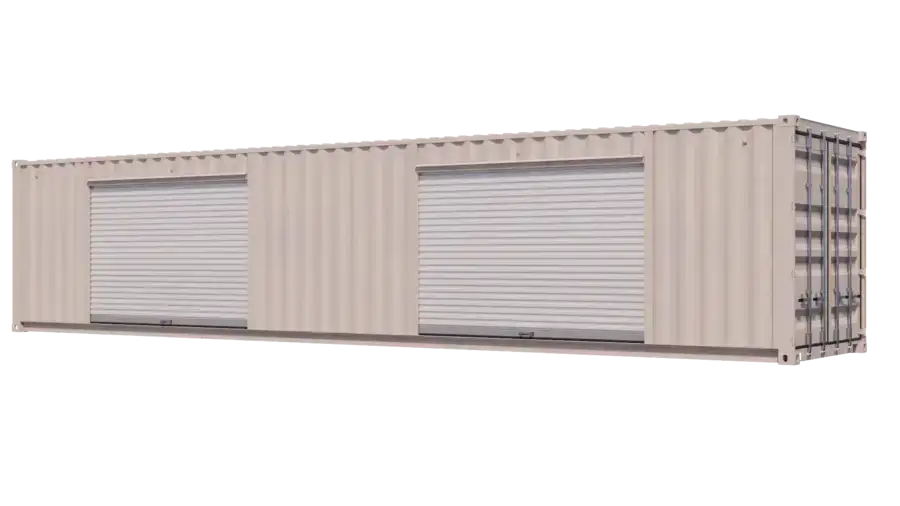 40ft Refurbished Storage Container w/ Two 10ft Roll-up Doors on Left Side image 0