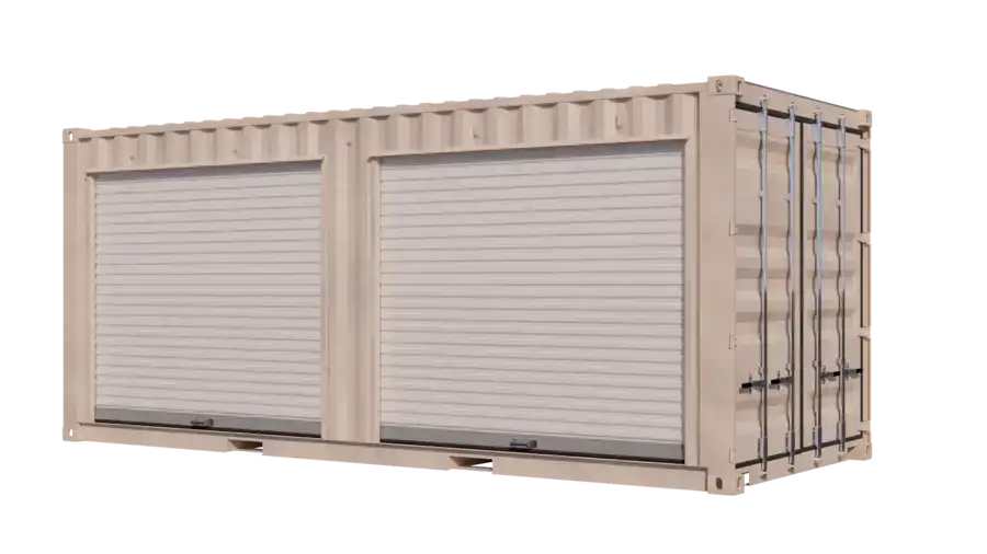 20ft Refurbished Storage Container w/ Two 8ft Roll-up Doors on Left Side image 0