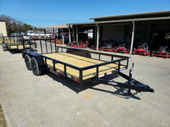 6’4″ x 16 Utility Trailer Double Axle Dovetail With Gate Powder Coated (2) 3500lb Axles image 0