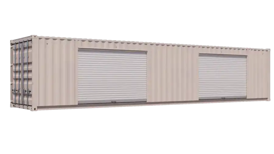 40ft Refurbished Storage Container w/ Two 10ft Roll-up Doors on Right Side image 0