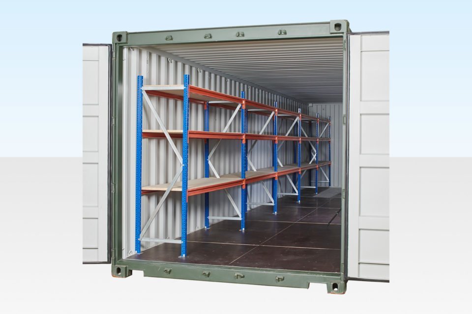 Adjustable, Heavy Duty Three Tier Container Racking (5 Bays) image 0