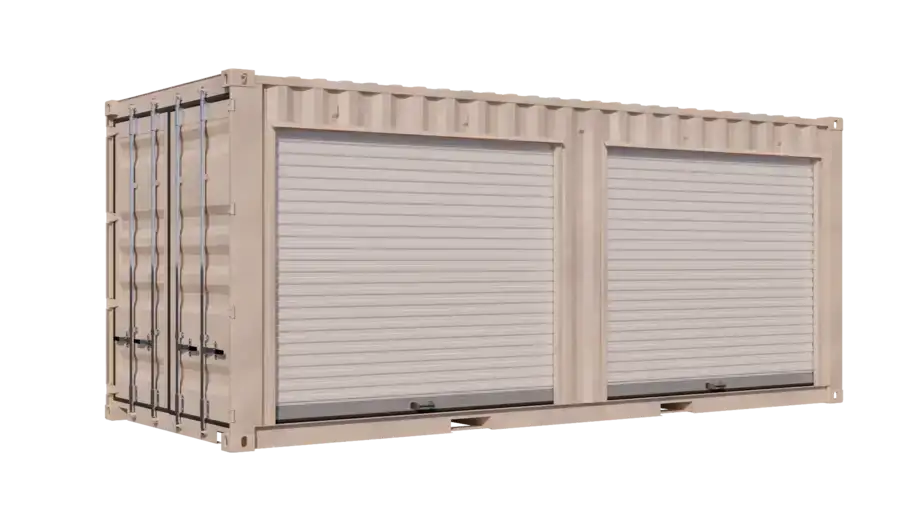 20ft Refurbished Storage Container w/ Two 8ft Roll-up Doors on Right Side image 0