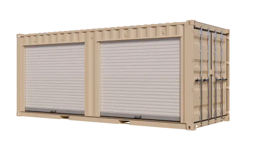 20ft New Storage Container w/ Two 8ft Roll-up Doors on Left Side image 0