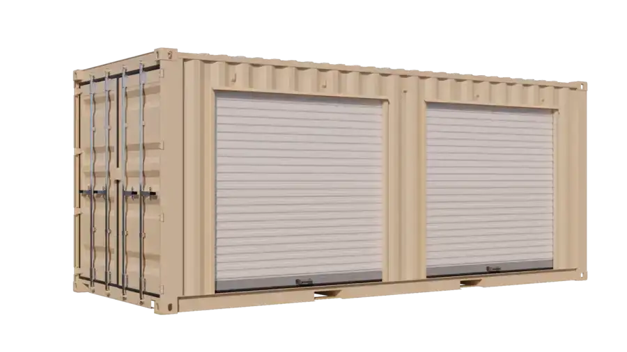 20ft New Storage Container w/ Two 7ft Roll-up Doors on Right Side image 0